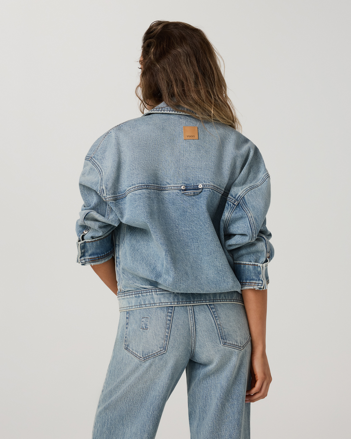 Womens Vuori Vintage Oversized Denim Jacket | Light Wash Indigo Denim